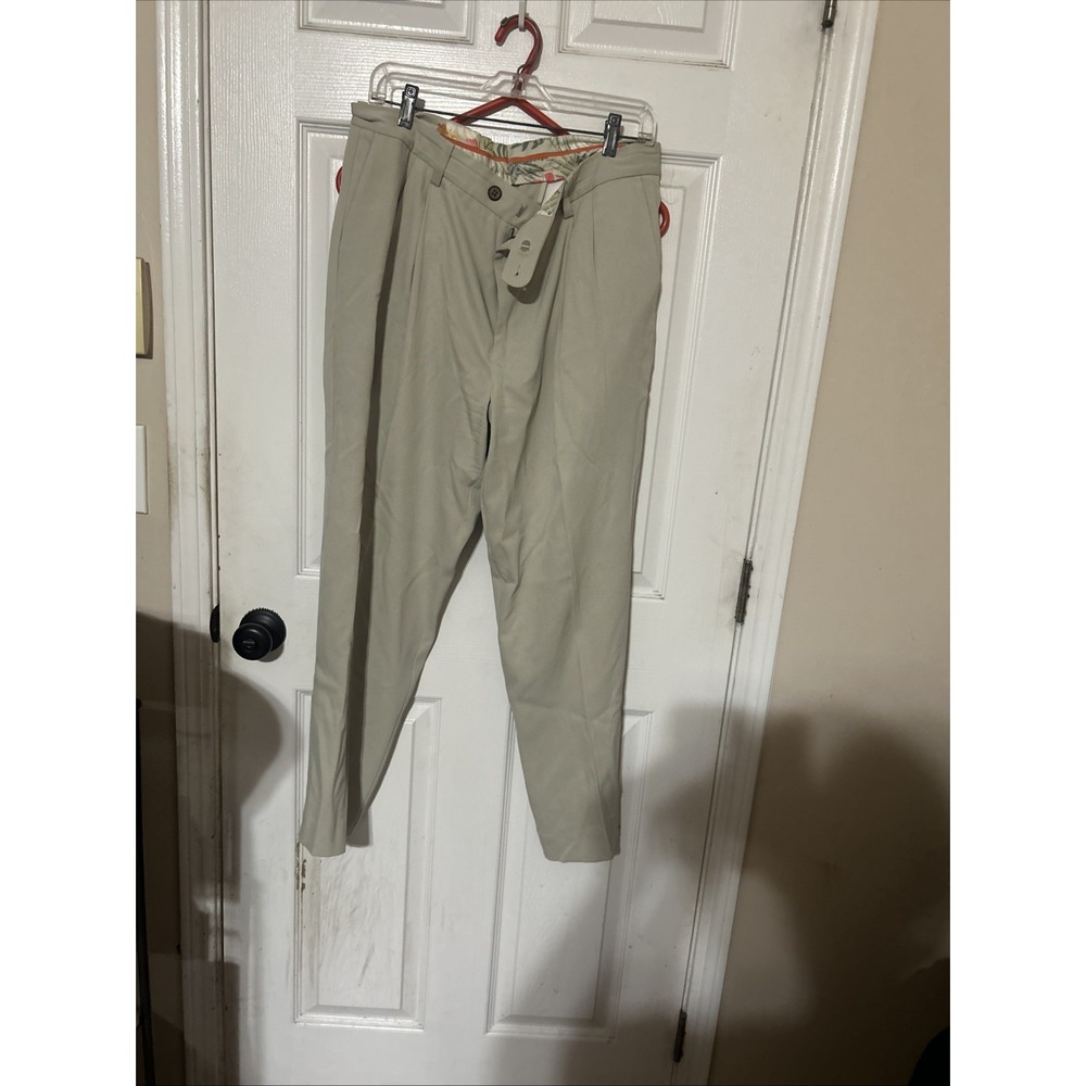 Tommy Bahama Men's  Flat Front Chino Pants Beige  36x32 90% Silk